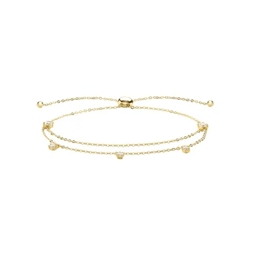 9ct Yellow Gold Cz Double Chain Pull Style Bracelet